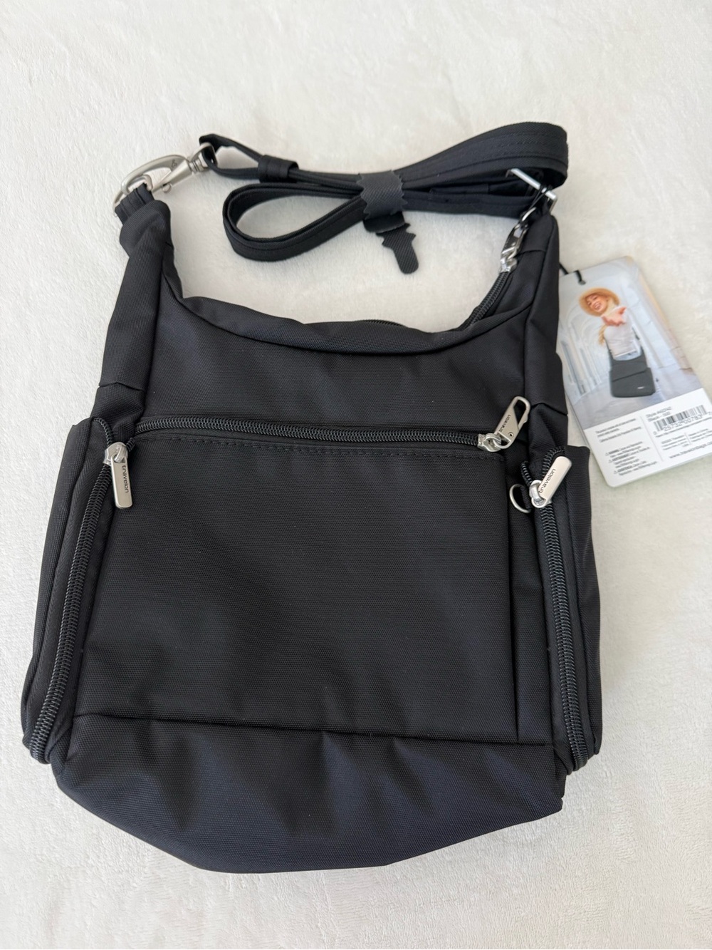 Anti-Theft Black Poly Messenger Bag NEW